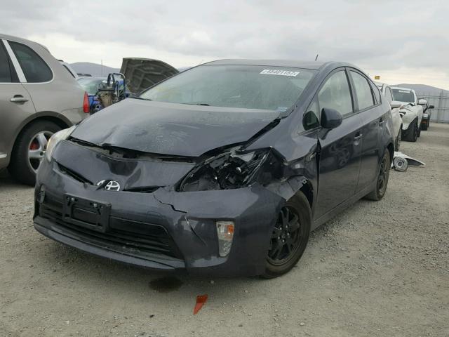 JTDKN3DU8E0391947 - 2014 TOYOTA PRIUS CHARCOAL photo 2