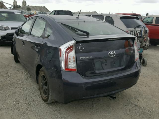 JTDKN3DU8E0391947 - 2014 TOYOTA PRIUS CHARCOAL photo 3