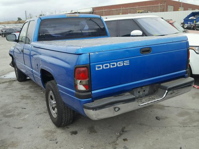 3B7HC13Y7WG225229 - 1998 DODGE RAM 1500 BLUE photo 3