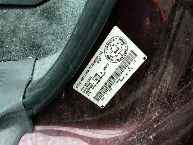 5FNRL38437B514041 - 2007 HONDA ODYSSEY EX BURGUNDY photo 10