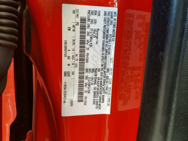 1FADP3K25DL138575 - 2013 FORD FOCUS SE RED photo 10