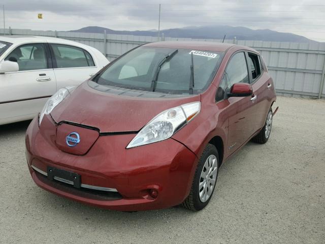 1N4AZ0CP1FC325708 - 2015 NISSAN LEAF S RED photo 2