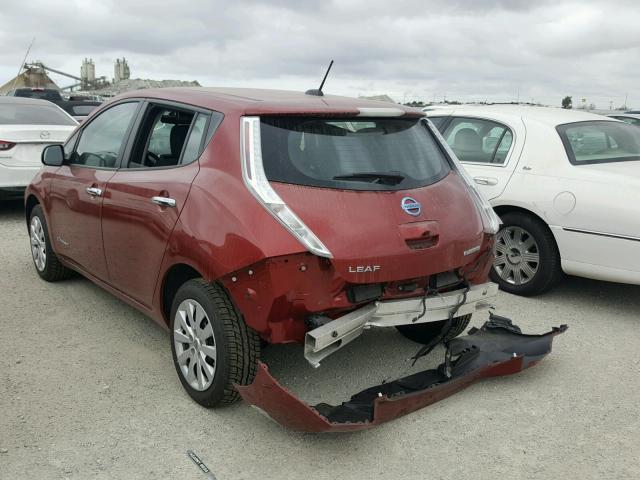 1N4AZ0CP1FC325708 - 2015 NISSAN LEAF S RED photo 3