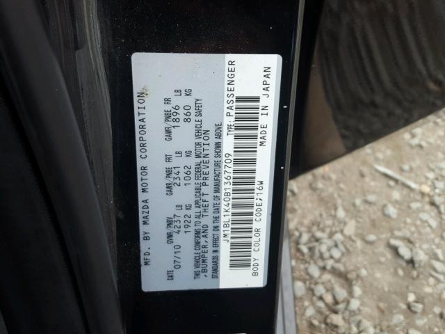 JM1BL1K40B1367709 - 2011 MAZDA SPEED 3 BLACK photo 10