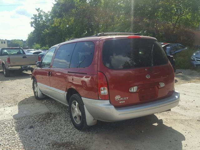 4N2ZN16T12D805725 - 2002 NISSAN QUEST SE RED photo 3