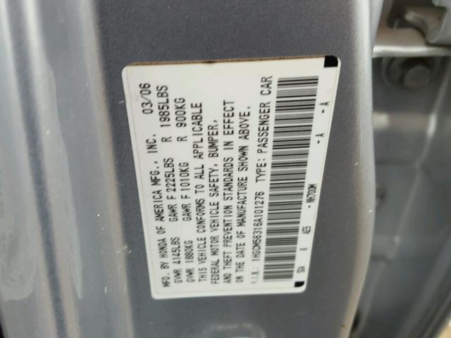 1HGCM56316A101276 - 2006 HONDA ACCORD SE SILVER photo 10