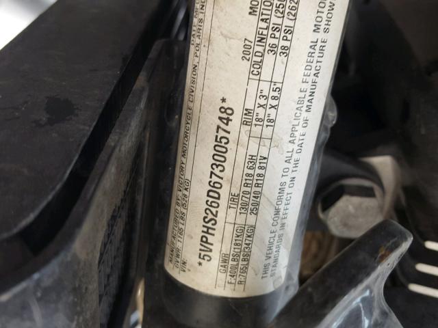 5VPHS26D673005748 - 2007 VICTORY MOTORCYCLES HAMMER S Қызыл фото 10