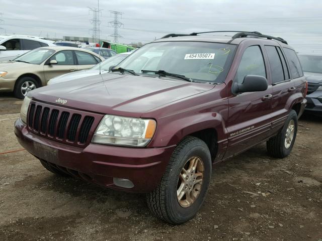 1J4GW68N7XC602297 - 1999 JEEP GRAND CHER BURGUNDY photo 2