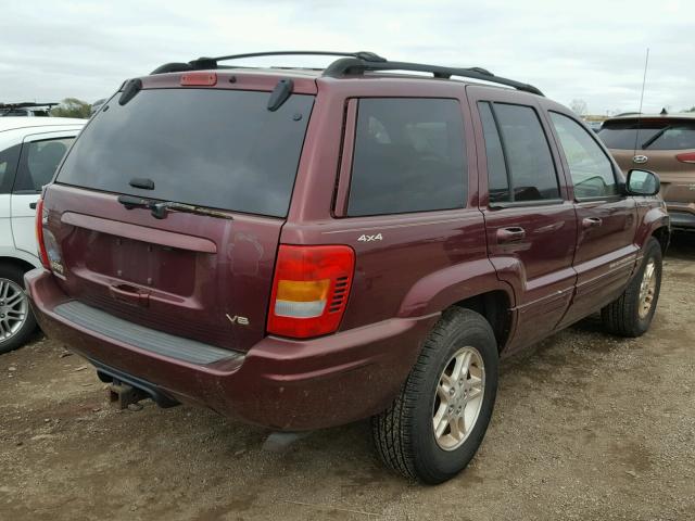 1J4GW68N7XC602297 - 1999 JEEP GRAND CHER BURGUNDY photo 4