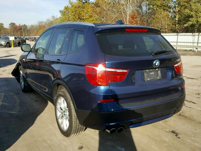 5UXWX9C54D0A30529 - 2013 BMW X3 XDRIVE2 BLUE photo 3