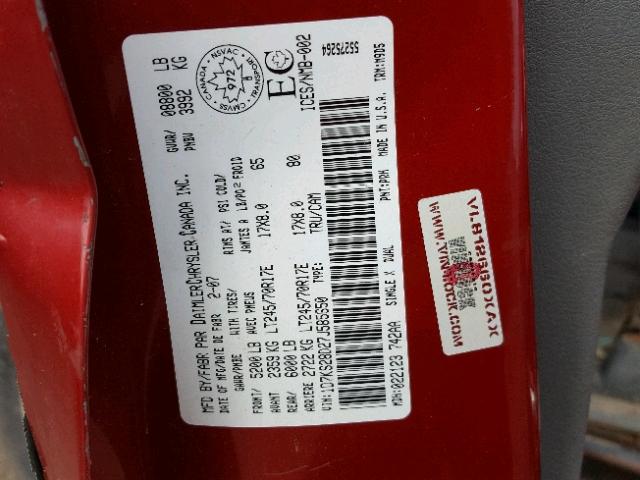 1D7KS28D27J585650 - 2007 DODGE RAM 2500 S Qırmızı foto 10