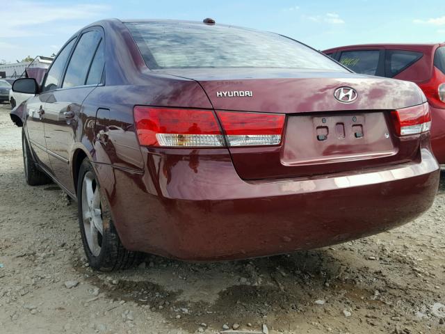 5NPET46C77H260298 - 2007 HYUNDAI SONATA GLS BURGUNDY photo 3