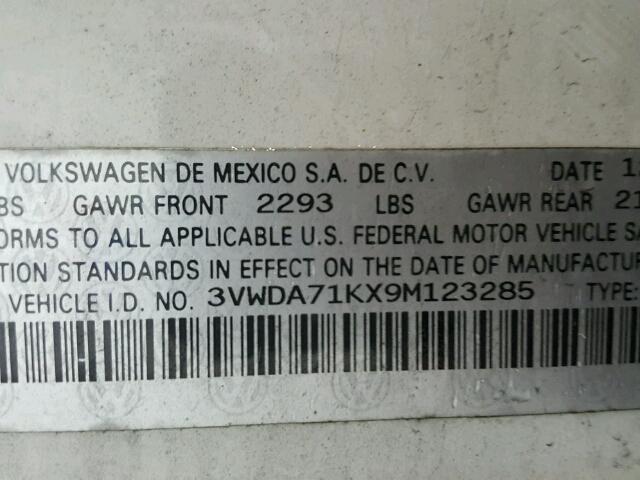 3VWDA71KX9M123285 - 2009 VOLKSWAGEN GLI თეთრი ფოტო 10