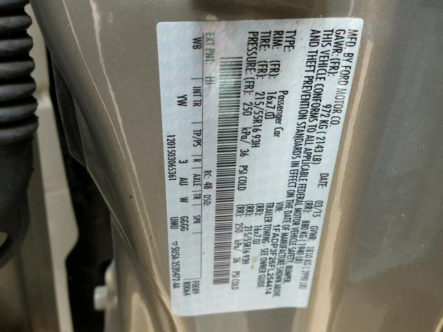 1FADP3F26FL254414 - 2015 FORD FOCUS SE TAN photo 10