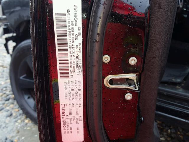 1C6RR7FT0ES443419 - 2014 RAM RAM TRUCK BLACK photo 10