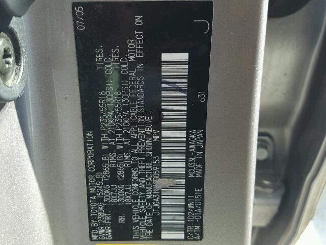 JTJGA31U650059153 - 2005 LEXUS RX 330 SILVER photo 10