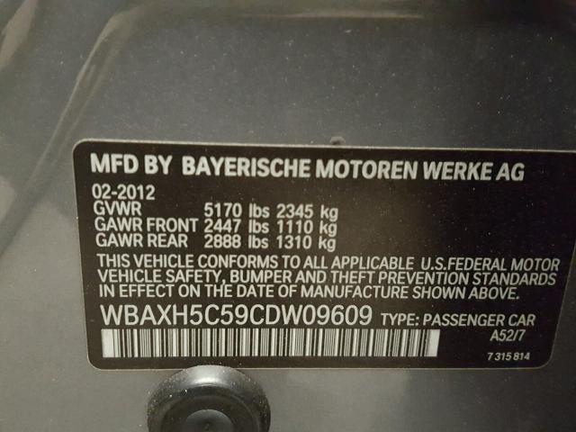 WBAXH5C59CDW09609 - 2012 BMW 528 SILVER photo 10