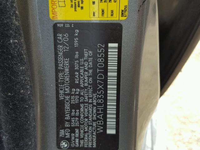 WBAHL835X7DT08552 - 2007 BMW ALPINA B7 ნაცრისფერი ფოტო 10