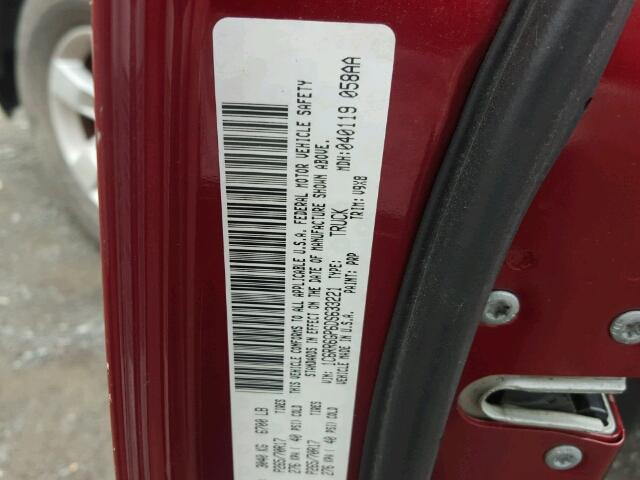 1C6RR6GP6DS633221 - 2013 RAM 1500 SLT BURGUNDY photo 10