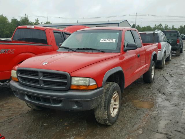 1B7GG12X42S600229 - 2002 DODGE DAKOTA BAS RED photo 2