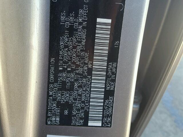 JTLKT324054024224 - 2005 TOYOTA SCION XB 银色 照片 10