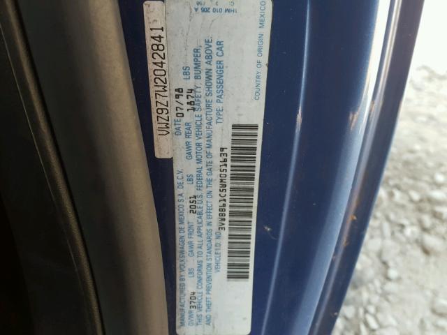 3VWBB61C5WM051639 - 1998 VOLKSWAGEN NEW BEETLE Mavi foto 10