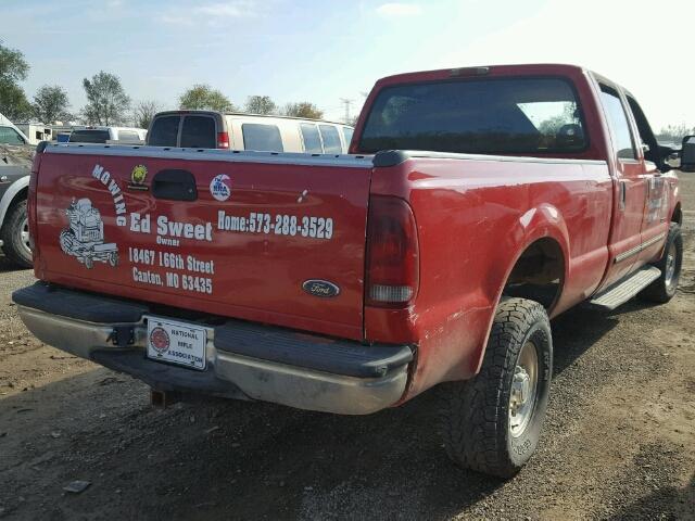 1FTSW31F8YEE25024 - 2000 FORD F350 RED photo 4