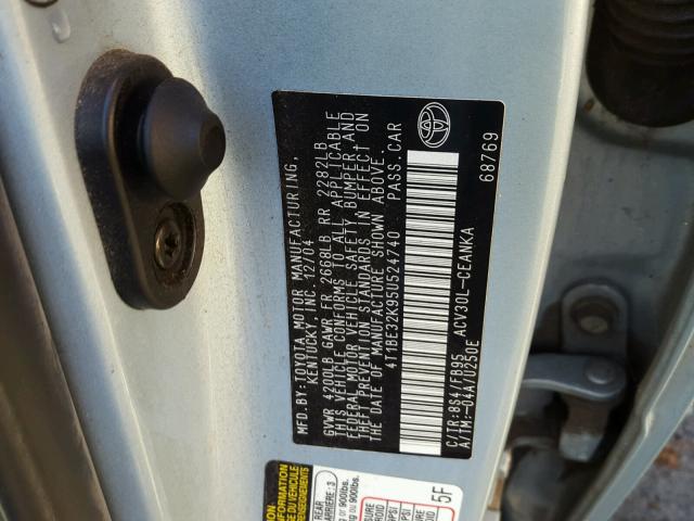 4T1BE32K95U524740 - 2005 TOYOTA CAMRY SILVER photo 10