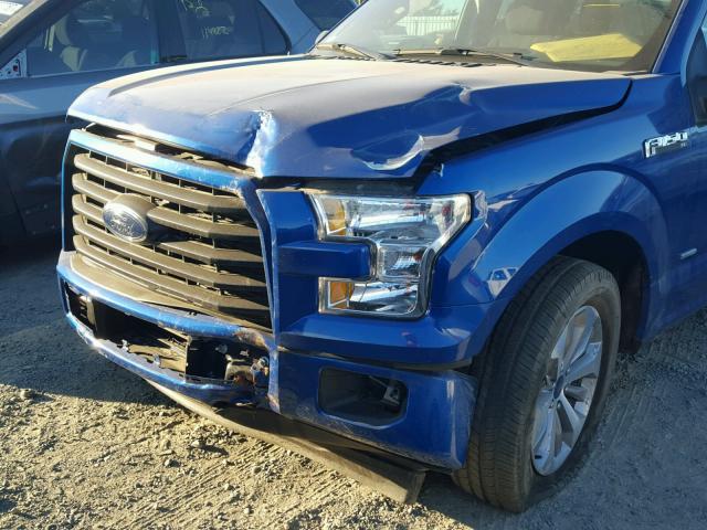 1FTEX1CP5HKD83398 - 2017 FORD F150 SUPER BLUE photo 9