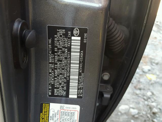 4T1BE46K97U657811 - 2007 TOYOTA CAMRY NEW GRAY photo 10