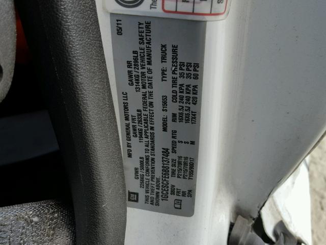 1GCESCFE6B8137484 - 2011 CHEVROLET COLORADO L WHITE photo 10