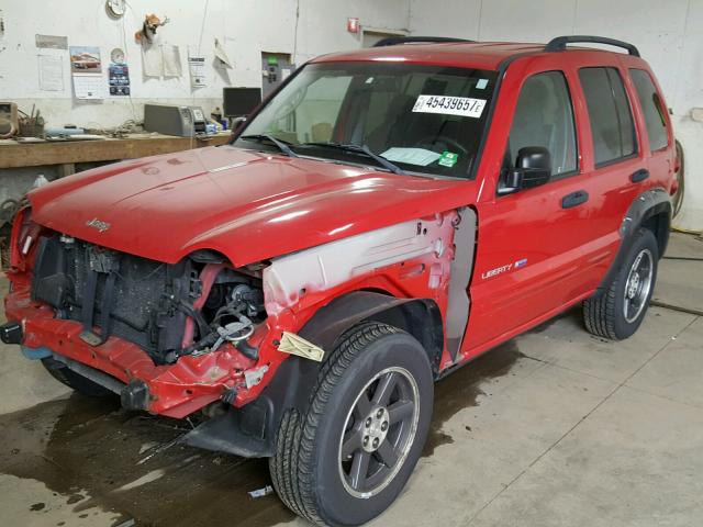 1J4GL48KX3W677622 - 2003 JEEP LIBERTY SP RED photo 2