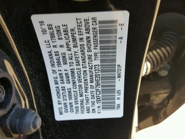 19XFC2F76HE201373 - 2017 HONDA CIVIC EX 黑色 照片 10