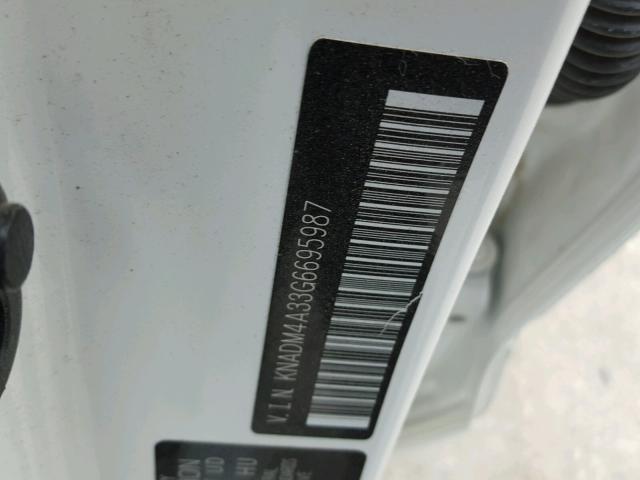 KNADM4A33G6695987 - 2016 KIA RIO LX Սպիտակ լուսանկար 10