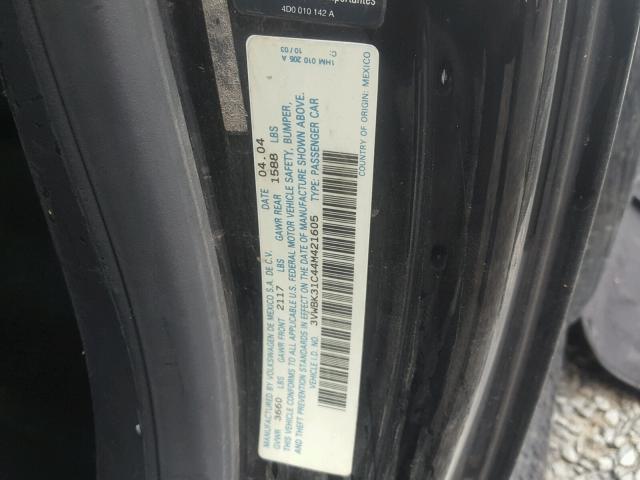 3VWBK31C44M421605 - 2004 VOLKSWAGEN NEW BEETLE 黑色 照片 10