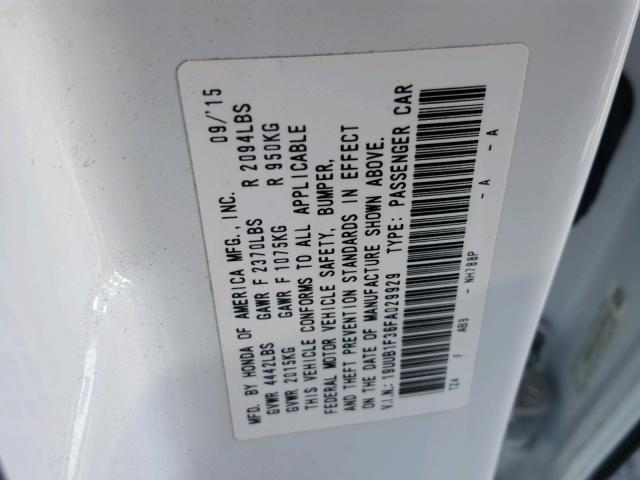 19UUB1F36FA029929 - 2015 ACURA TLX WHITE photo 10