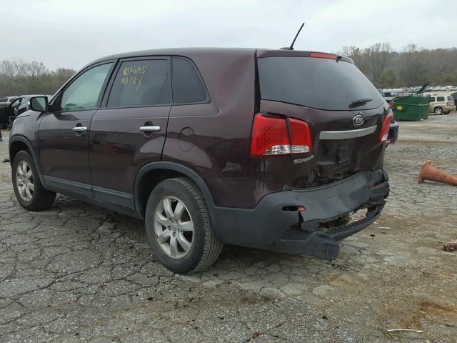 5XYKT3A14DG371641 - 2013 KIA SORENTO LX MAROON photo 3