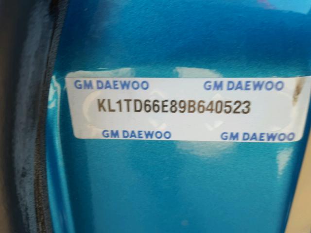 KL1TD66E89B640523 - 2009 CHEVROLET AVEO LS TEAL photo 10