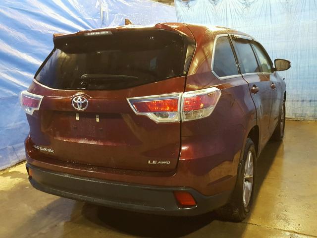 5TDBKRFH4FS222955 - 2015 TOYOTA HIGHLANDER BURGUNDY photo 4