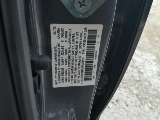 2HGFB2F95FH524191 - 2015 HONDA CIVIC EXL 石墨色 照片 10