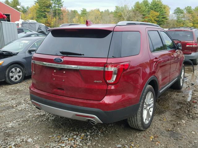 1FM5K8D84HGB02754 - 2017 FORD EXPLORER X RED photo 4