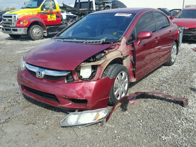 2HGFA16539H352967 - 2009 HONDA CIVIC LX BURGUNDY photo 2