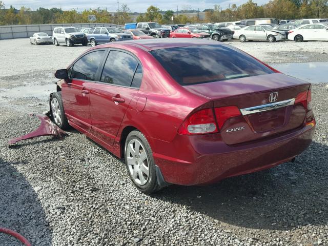 2HGFA16539H352967 - 2009 HONDA CIVIC LX BURGUNDY photo 3