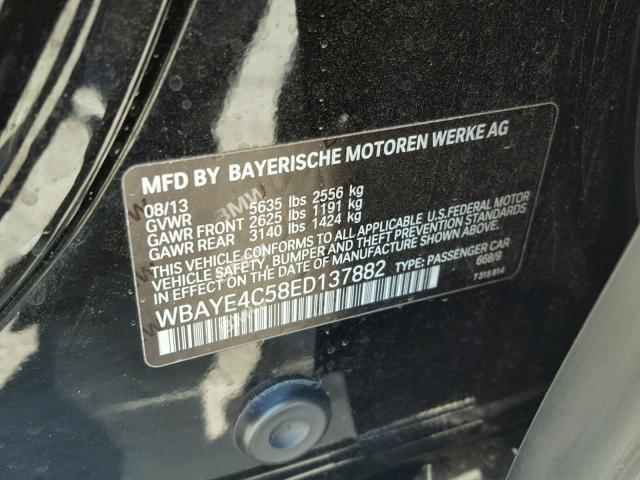 WBAYE4C58ED137882 - 2014 BMW 740 LI BLACK photo 10