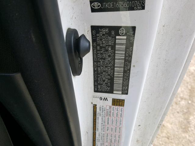 JTKDE167560107673 - 2006 TOYOTA SCION TC 白色 照片 10