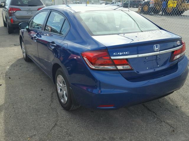 19XFB2F56FE039873 - 2015 HONDA CIVIC LX BLUE photo 3