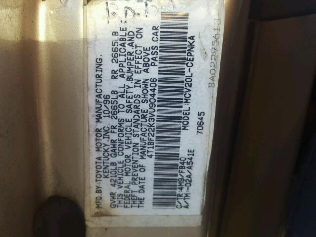 4T1BF22K3VU904406 - 1997 TOYOTA CAMRY CE GOLD photo 10