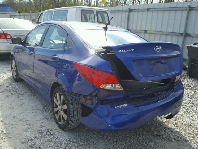 KMHCU4AE6DU434002 - 2013 HYUNDAI ACCENT GLS BLUE photo 3