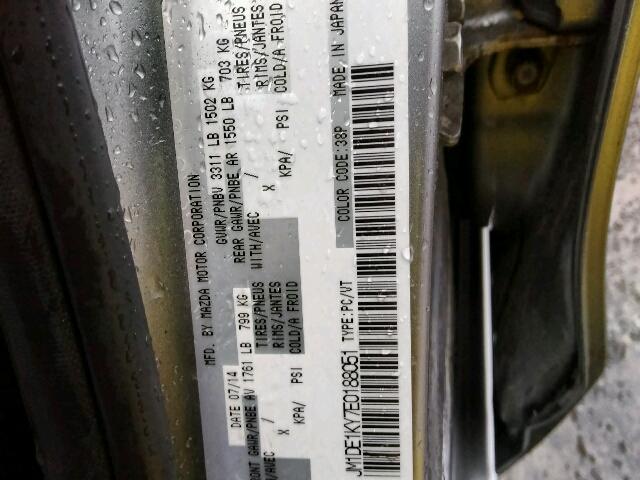 JM1DE1KY7E0188051 - 2014 MAZDA MAZDA2 SPO 银色 照片 10