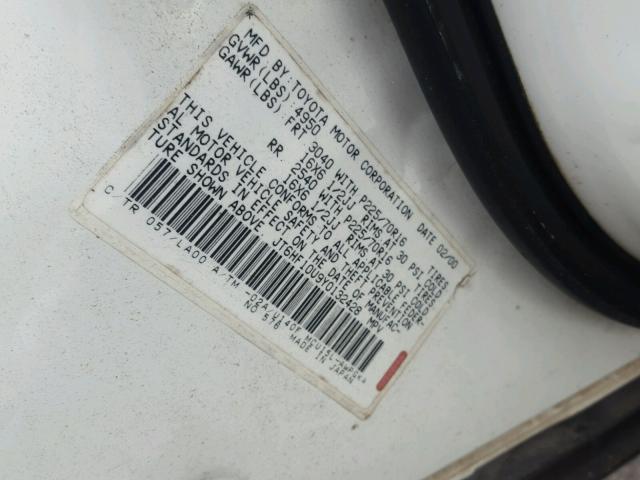 JT6HF10U9Y0132428 - 2000 LEXUS RX 300 WHITE photo 10